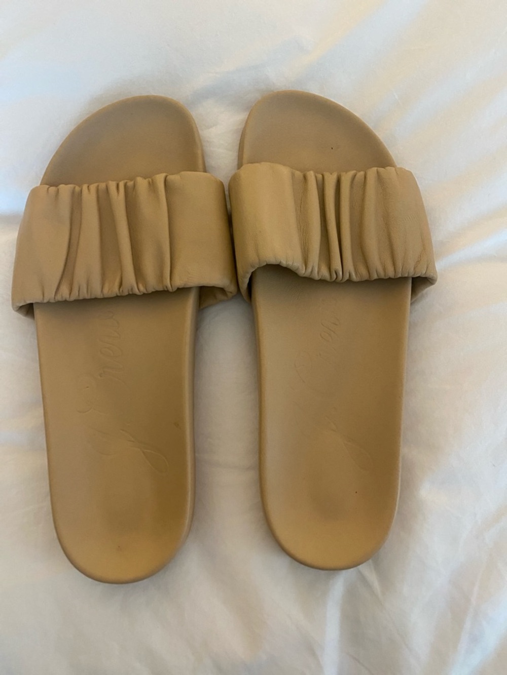 Women’s Neutral Ruched Slide Sandals - Beige j crew